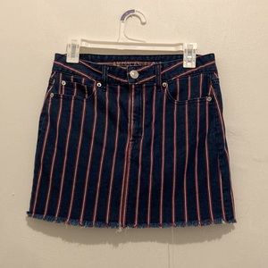 American Eagle Red White & Blue Striped Mini Skirt